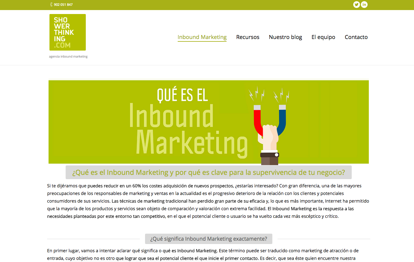 Página Qué es el Inbound Marketing ShowerThinking