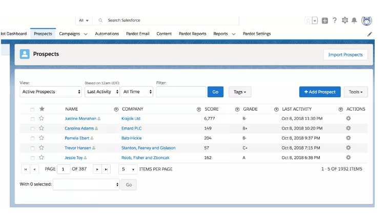 Pardot Herramienta de Marketing Automation: Import prospects