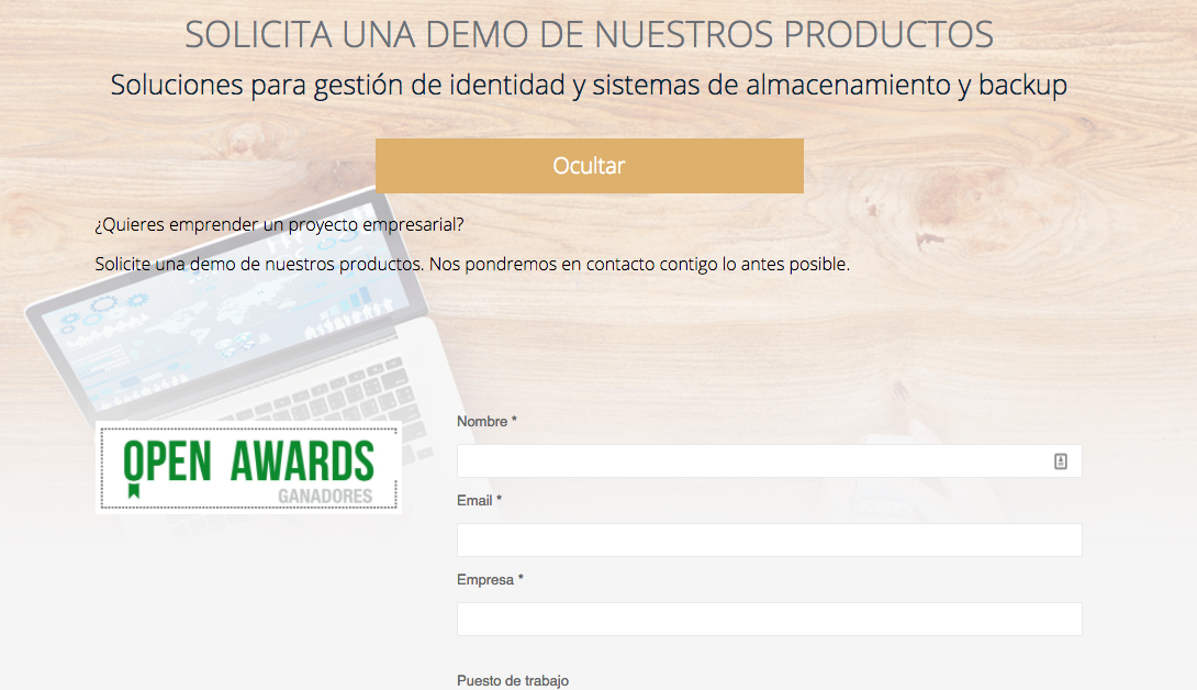 ejemplo de formulario solicitud de demo whitebearsolutions
