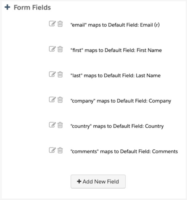 Form field, pardot