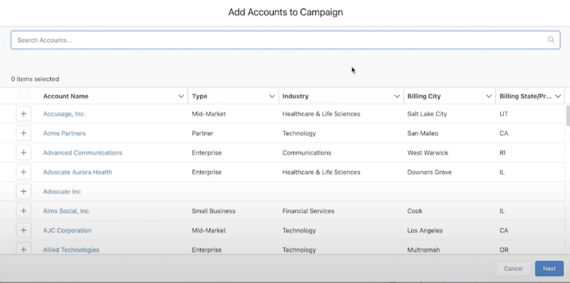 Cuentas como miembros de la campaña